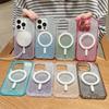Large Hole Four Corner Anti Drop Magnetic Suction Suitable IPhone 16 ProMax Phone Case Apple 15 Gradient Glitter Protective