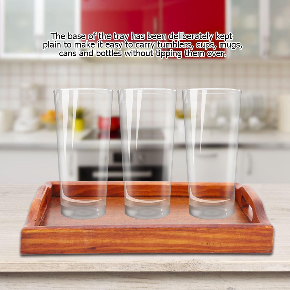 Wooden Serving Tray, 11.89 X 7.95 Inches, Rectangular Wooden Serving Platter with Rustic Handles for Breakfast in Bed, Coffee Table, Kitchen, Dining R