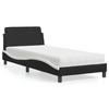 VidaXL Bed with Mattress Black and White 90x200 Cm Faux Leather, Bedroom Furniture, Single Bed, Curved Bed Frame, 3208342