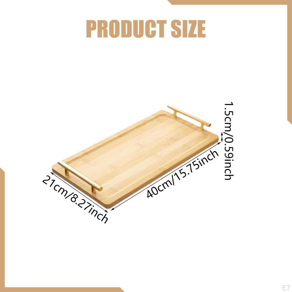 Rectangular Decorative Appetizer Serving Tray with Metal Handles, for Dinner And Desserts.