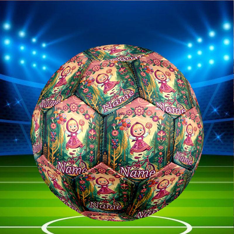 Custom Name Personalized Masha and the Bear Print Size 5 Soccer Ball Training & Match Football, for Team, Kicking, Gift for Football Enthusiasts