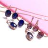 Purple Gold-Plated Rose Gold Inlaid With Smoke Blue Stone Egg Surface Temperament Style Fashion Trend Colored Gold Ear Buckle
