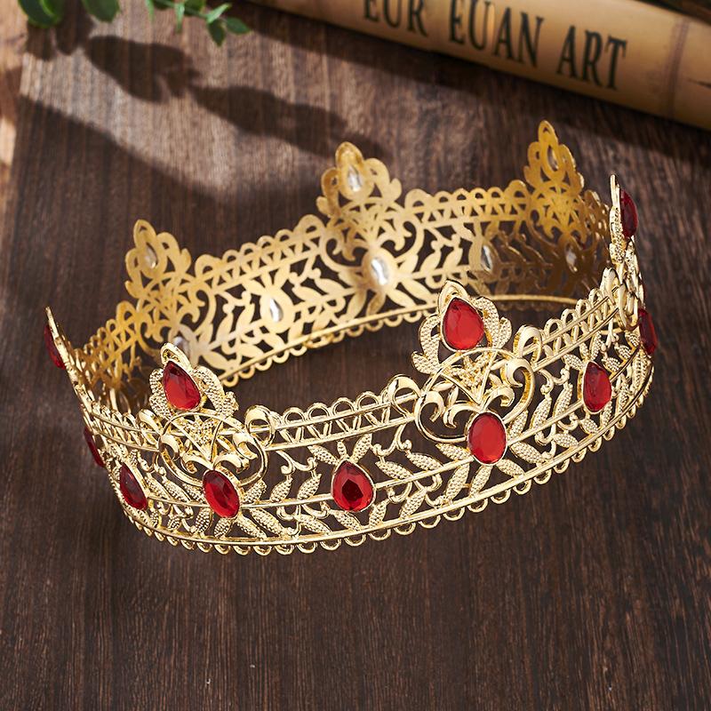 Gold Color King Crowns for Men, Royal Crown with Black Rhinestone, Birthday Crown for Men, Wedding Cosplay Prom Party Decoratios