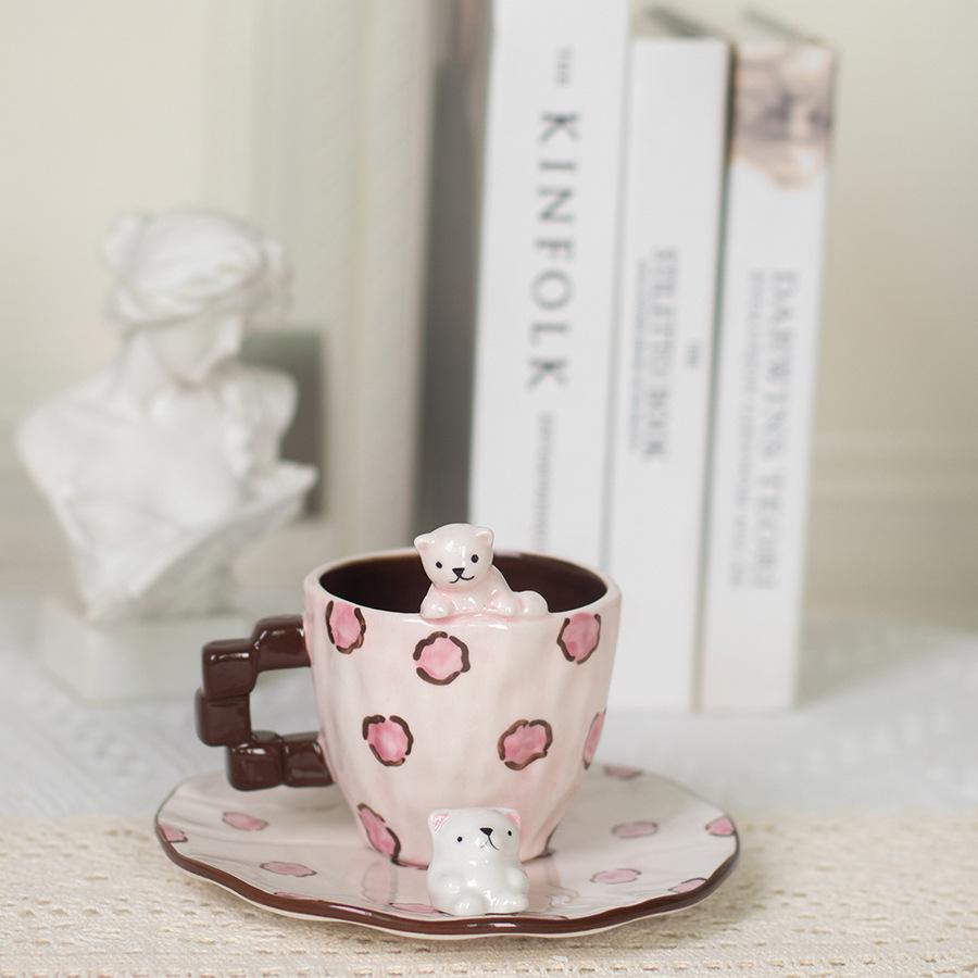 

Белый медведь керамическая чашка для кофе и набор тарелок нарисованные вручную стаканы для воды чашки для завтрака десертная тарелка чашки для молока кружка для сока 201-300ml