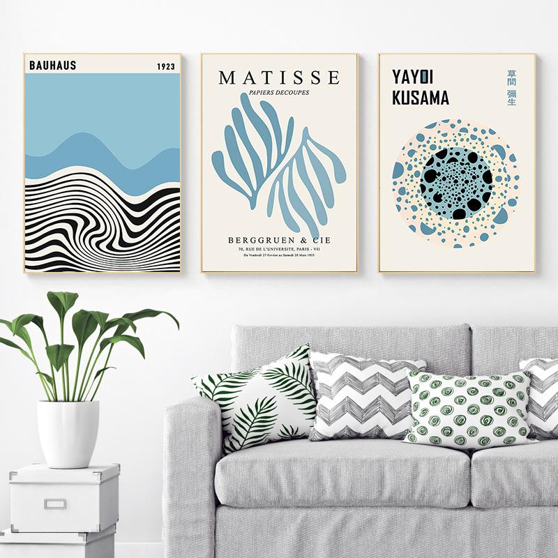 Blue Flower Market Posters and Prints Bauhaus William Morris Wall Art Canvas Painting Nordic Living Room Home Decoration Fresco