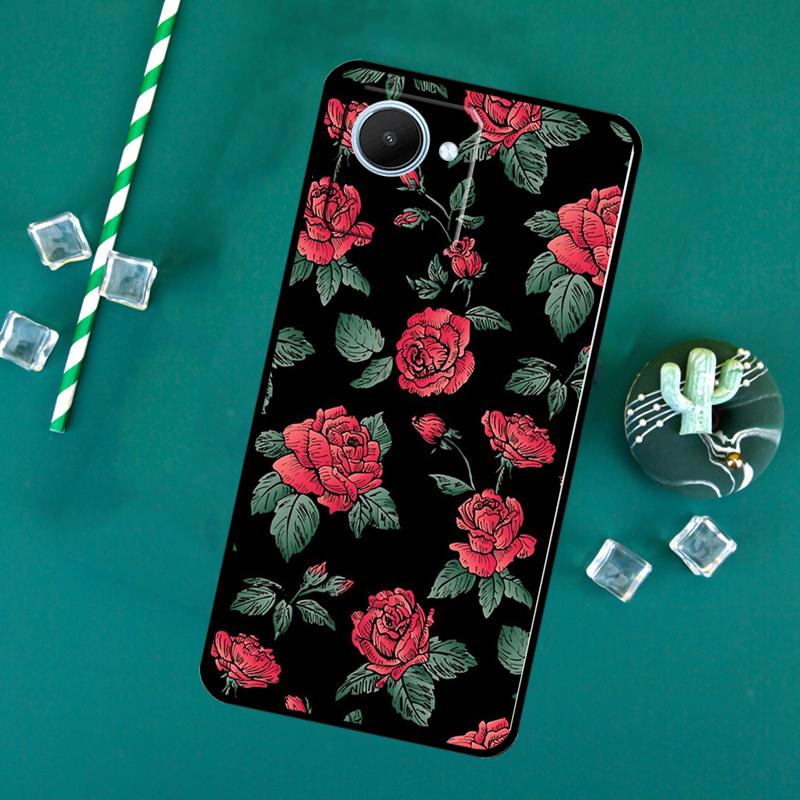 Red Roses Floral For Realme 15 Pro 10 11 12 13 14 Pro Plus GT6 GT7 C61 C67 C63 C71 C55 C51 C65 C53 C75 Case