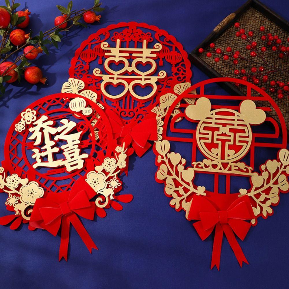 

3D Двойное Счастье Наклейка Красный Брак Висячие Украшения Креативные Свадебные Наклейки Дверь