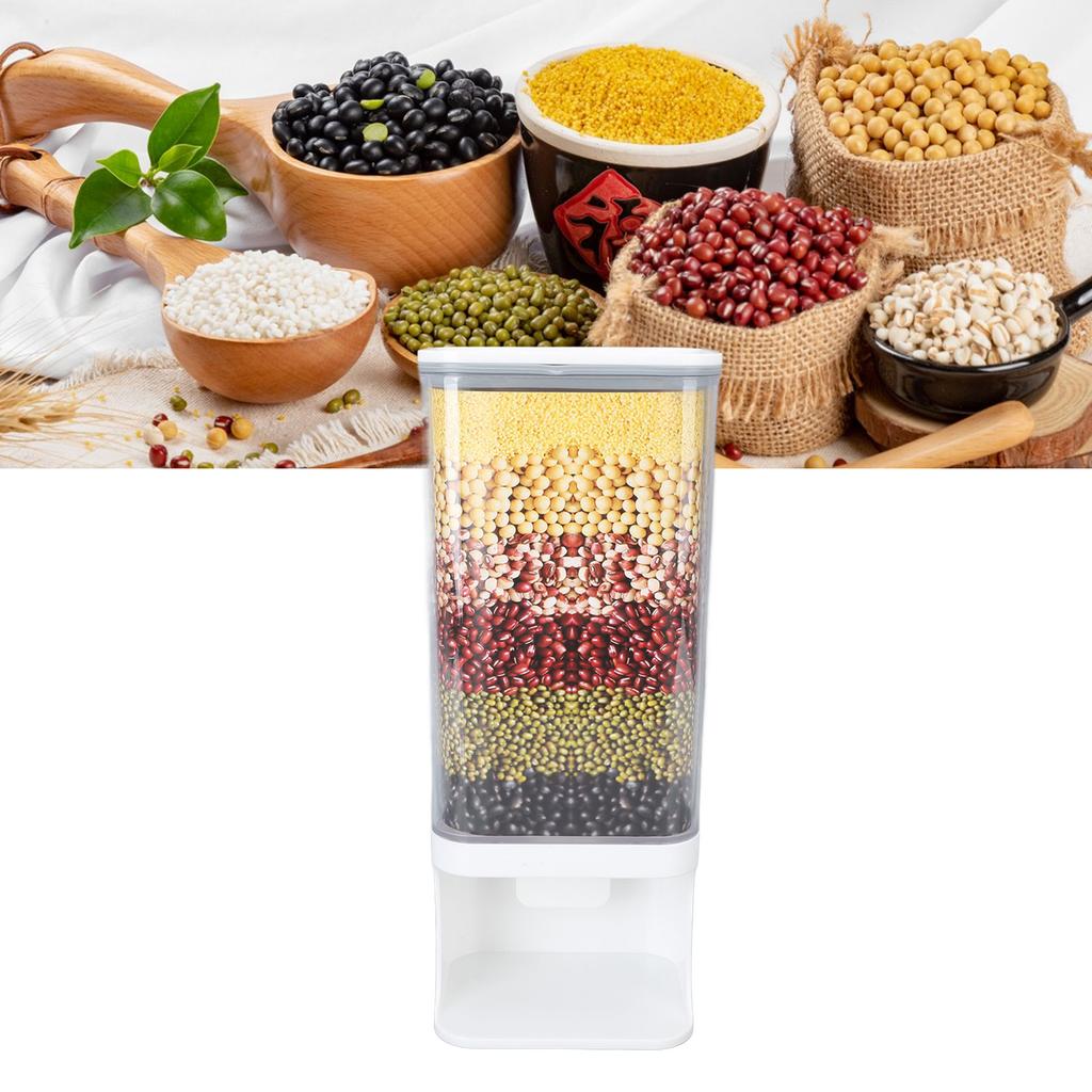 Rice Container tight Storage Dispenser Wall Mounted ed Bucket Press Type Kitchen Supplies