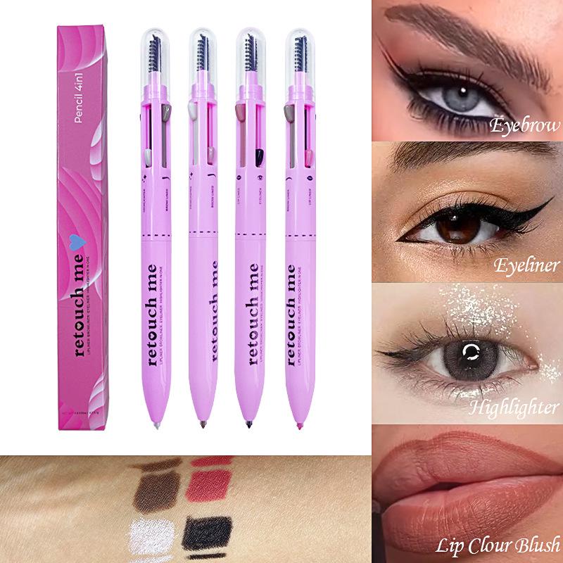 4-in-1 Makeup Pen: Lipliner, Highlighter, Eyeliner & Eyebrow Pencil in Four Colors