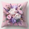 4Pcs Double-Sided Printed Throw Pillow Covers, Watercolor Lavender Peony Bouquet Print Cushion Cases Aesthetic Spring Home Decor