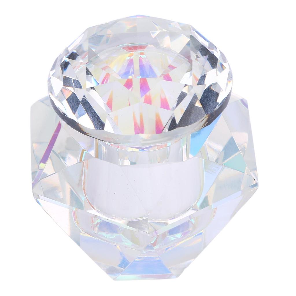 Nail Art Dappen Bowl Glass Cup with Lid Elegant Shape for Nail Brush Washing Jewelry Storage Container