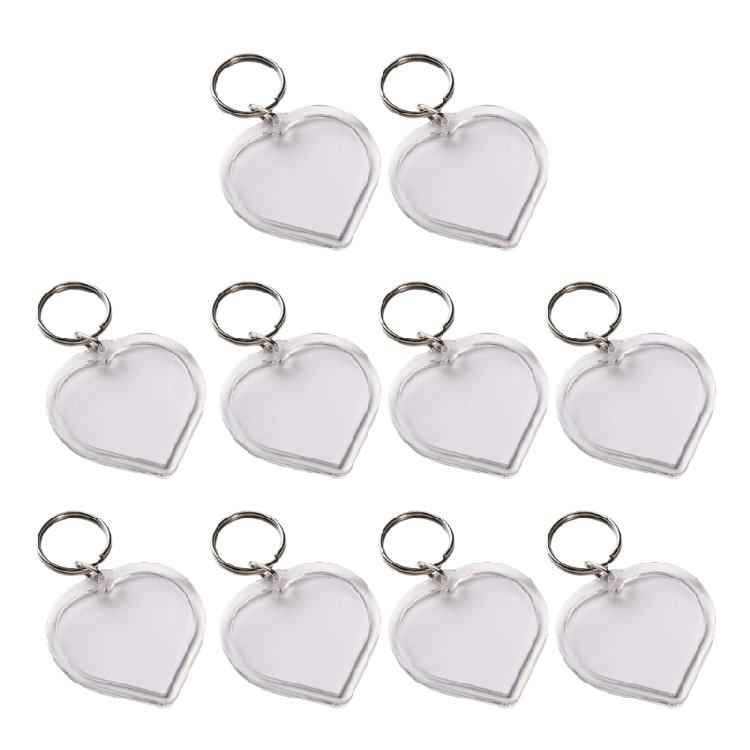 10 Pcs Various Shapes Acrylic Keychain Picture Frame Keyring with Split Rings
