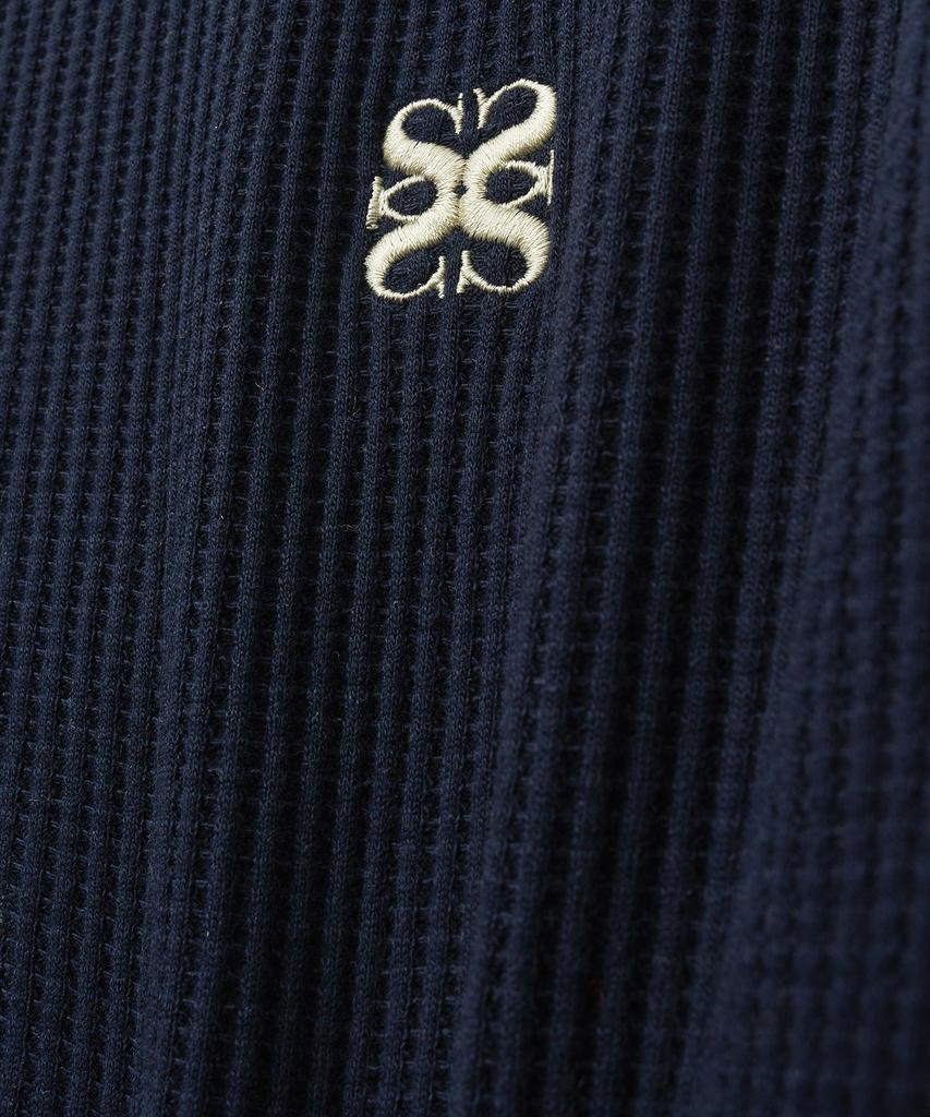 Satur Lawton Waffle Collar Track Zip-Up Jacket Navy