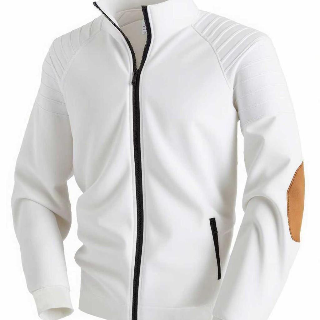 European Men's Stand-up Collar Zipper Jacket with Arm Pleats - High-Quality Casual Spring/Autumn Coat