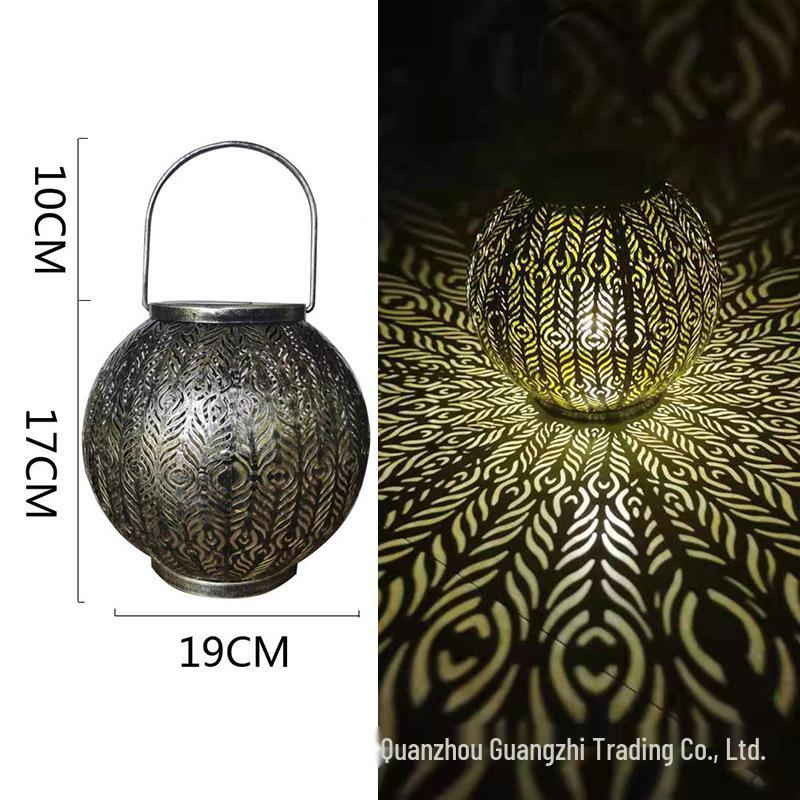 

Трансграничный солнечный фонарь: Кованый Железный Проекционный Светильник Пион для Сада и Двора.