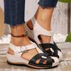 Women's Summer Platform Sandals with Adjustable Hook-and-Loop Thick Cushioned Sole & Red Straps - Black Casual Shoes for Casual Attire Comfortab