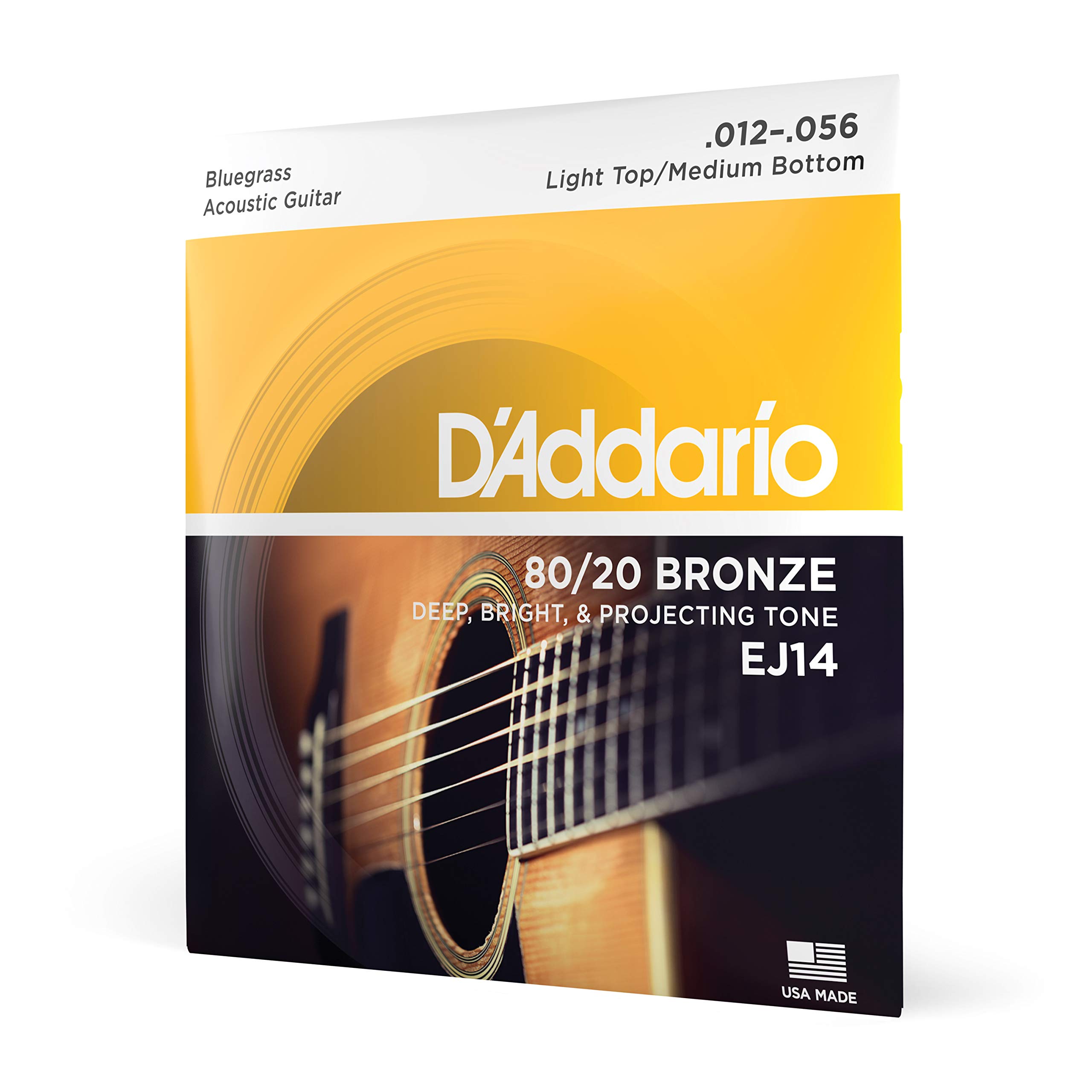 

D Addario Струны для акустической гитары 80/20 Бронза Блюграсс: Легкий верх/Средний низ .012-.056 EJ14 [Официальный японский продукт]