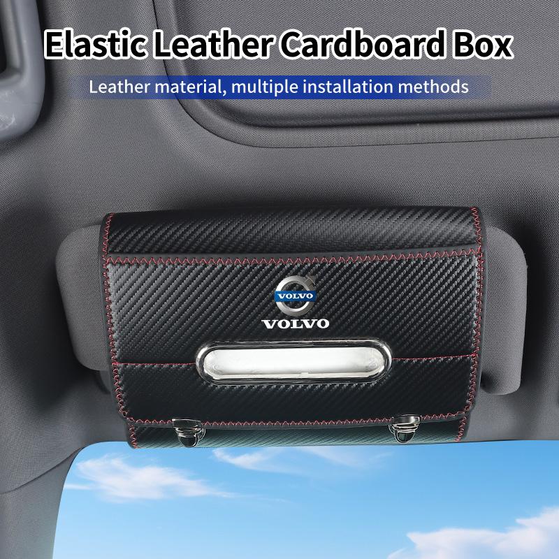 Car Stickers Elastic Fabric Leather Vehicle Seat Tissue Dispenser For Volvo XC90 XC60 T6 XC40 V40 XC70 V70 V60 V50 S80 AWD S90