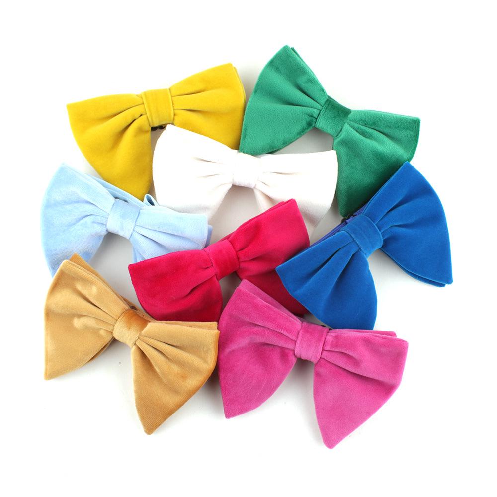 Men's Large Velvet Pre-tied Swallowtail Wingtip Bow Tie - Retro Tuxedo Design