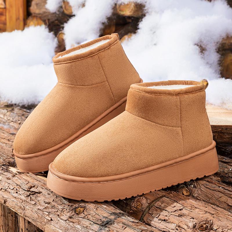 Bottes d'hiver montantes pour femmes, antidérapantes, à semelle épaisse, en coton, avec doublure en peluche