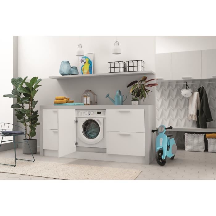 Lave-linge séchant encastrable - INDESIT - BIWDIL861485EU - 8 à 6kg - Induction - 65 cm - 1400 trs/min - Blanc