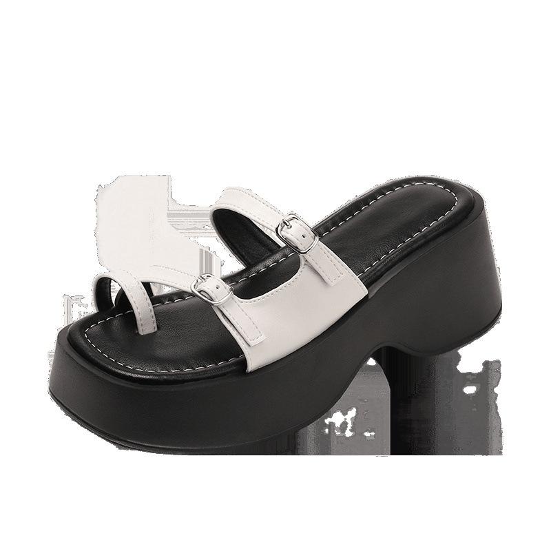 Premium thick-soled slippers for women's outer wear summer new non-slip heightening fashion muffin one-word drag