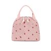 Strawberry Corduroy Large Capacity Insulated Lunch Bag for Travel & Picnic