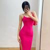 Rimocy 2024 Neue Sexy Ärmelloses Dünnes Langes Kleid Frauen Party Club Hohe Split Spaghetti Strap Kleider Frau Bodycon Kleid Weibliche