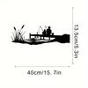 Classic Black Metal Wall Art Fishing Travel Lake View Decor for Baby Room Anniversary Home Hanging