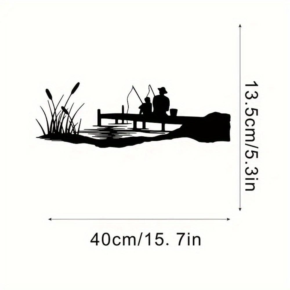 

Classic Black Metal Wall Art Fishing Travel Lake View Decor for Baby Room Anniversary Home Hanging 16in