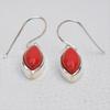 Solid 925 Sterling Silver Red Coral Gemstone Marquise Gemstone Women Dangle Earring Jewelry
