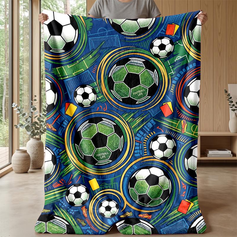 Soccer Ball Lightning Energy Theme blanket Lightweight Warm Flannel Blanket Decorative Throw Blanket for Home Decoration