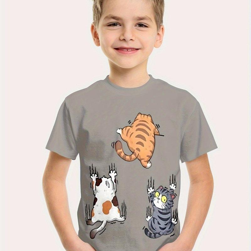 Funny Animal Kids Adult Printed T-shirt Summer Women's and Men's Casual Outdoor Girl and Boy Short Sleeve Tees Top Pullover