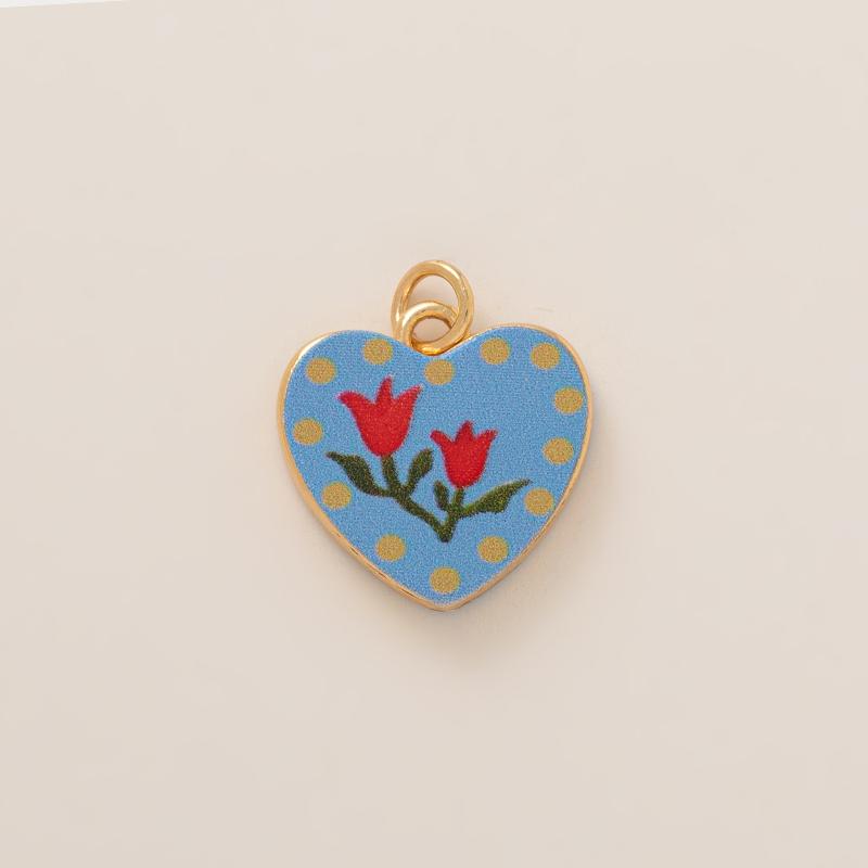 Simple And Versatile Color Blocking Butterfly Love Flower Diy Pendant Accessories Gold-Plated Color Preservation