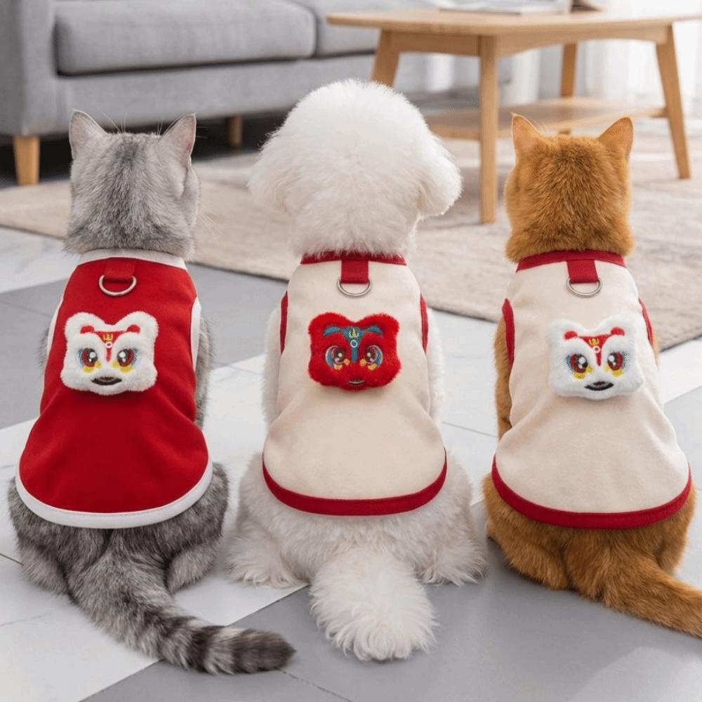 Lion Pattern Spring Summer Pet Clothes Soft Comfortable Cats Dogs Vest Four Seasons Anti-shedding Pet Coat For Small Medium Pet