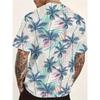 Men's Hawaiian Tropical Flower Print T-shirt Sports Short Sleeved Crew Neck T-shirt for Summer Outdoor Fitness Workout Men's Clothing