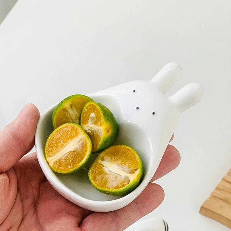 Ceramic Cute Cat Seasoning Board Sushi Soaking Bowl Dipping Handle Sauce Board Snack Board Kitchen Serving