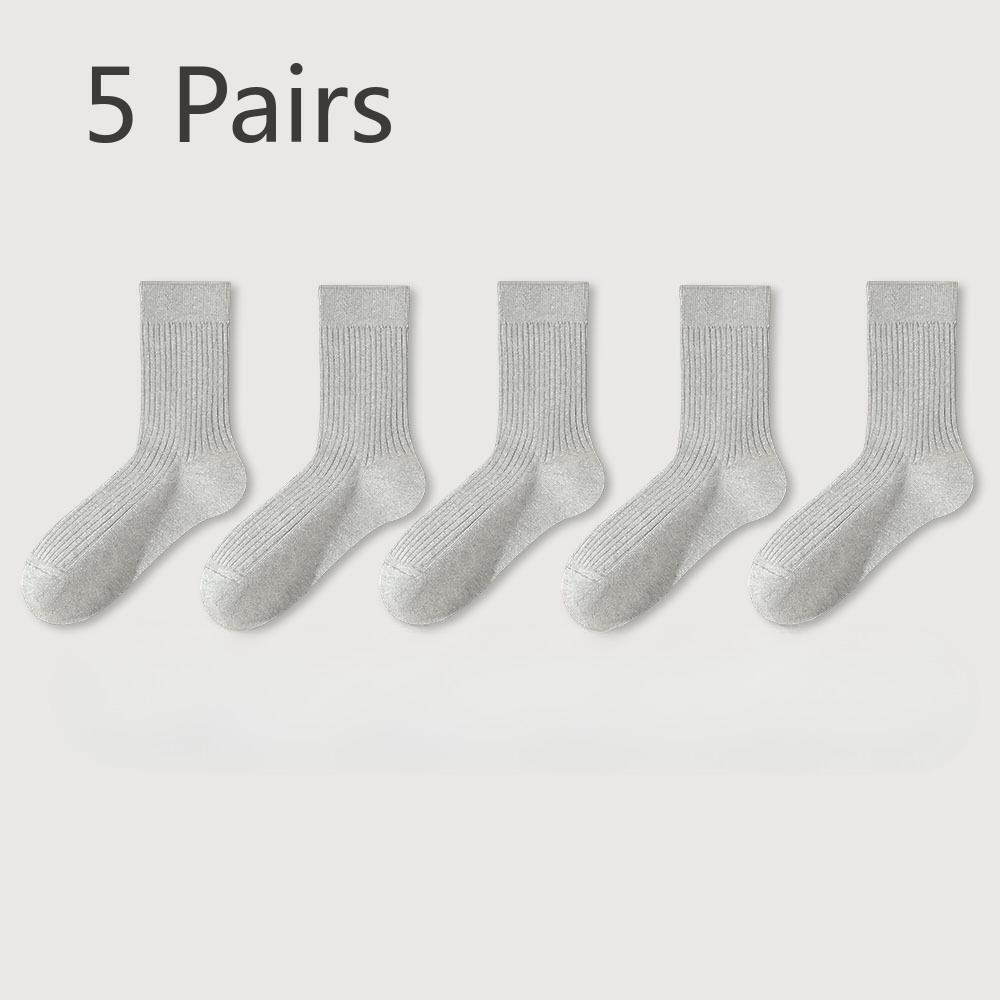 

5 пар мужских осенне-зимних деловых повседневных носков-трубок из чистого хлопка, антибактериальных, дезодорирующих, дышащих 5 Pairs