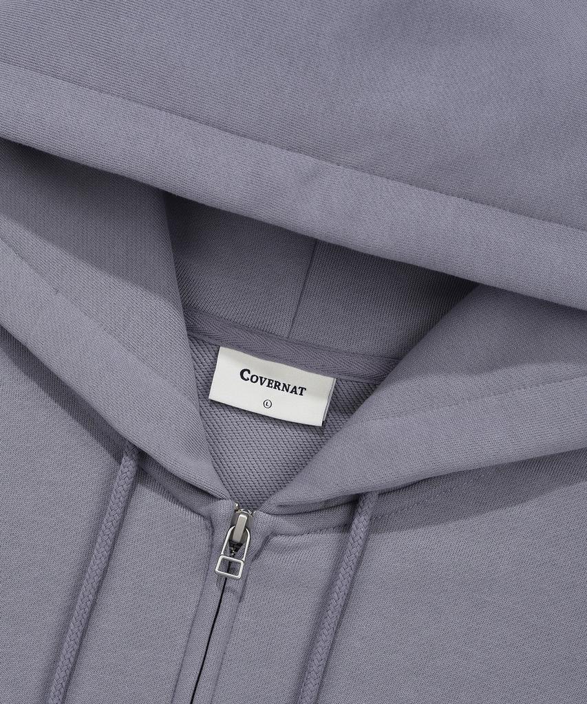 COVERNAT Small Logo Zip-Up Hoodie Lavender