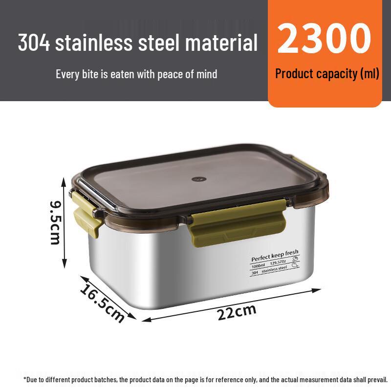 Zhishi 2300ML 304 Stainless Steel Food Storage Container