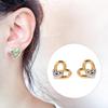European & American Style Double-Layer Color Heart Stud Earrings - Versatile Fashion Jewelry for Women