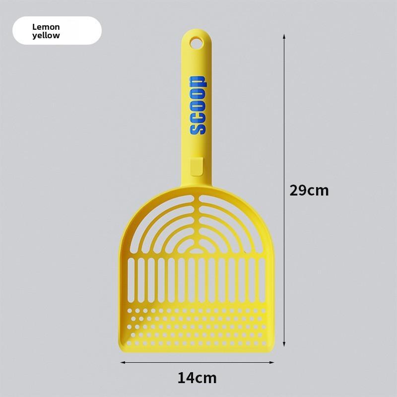 Cat Litter Scoop with Fine Holes, Metal Stainless Steel Cat Feces Scoop, Bentonite Mineral Stone Cat Litter Scoop, Handy Cat Litter Cleaning Tool Lemon Yellow - PP