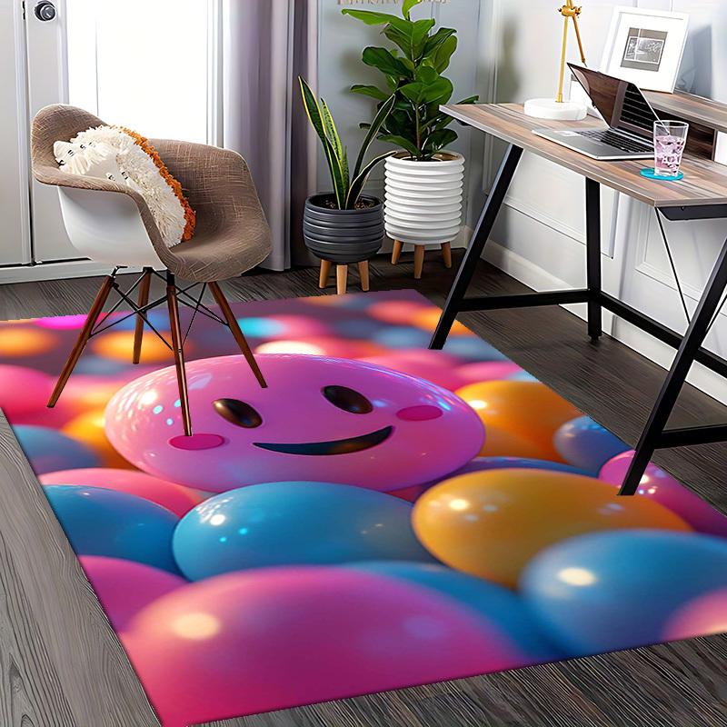 1pc Anime Smiley Face Chair Mat - Cute Cartoon Design, Non-Slip Office Rug for Home Decor, Suitable for All Seasons, Perfect Gift Idea.A038