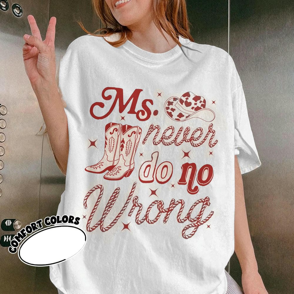 Women Dark Academia Country Concert Shirt Western Cow Girl Ms Never Do No Wrong Bookish Tshirt Y2K Top Daily Trendy Streetwear