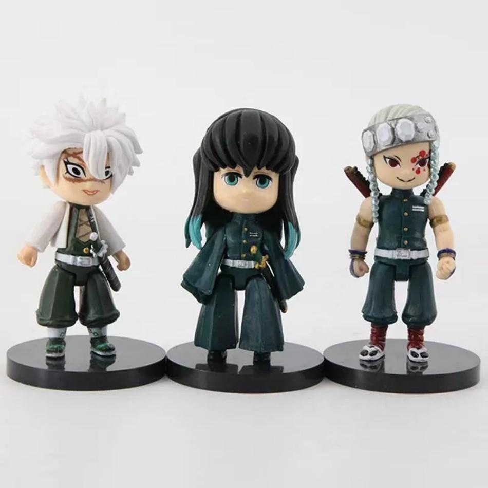 Q Posket Figure  Demon Slayer Mini Figurine 4-15pcs/Sets Kimetsu No Yaiba Small PVC Dolls Desktop Decoration