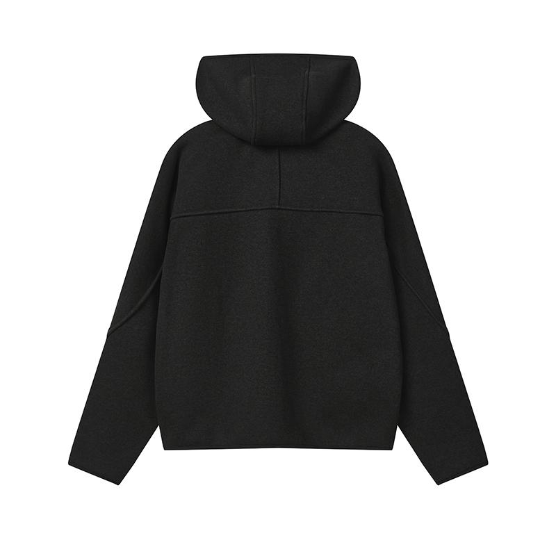 Fila Milano Series Warm Fashion Simple Classic Casual Sports Comfortable Versatile Knitted Loose Hooded Jacket Men Jackets Black F11M615503FBK