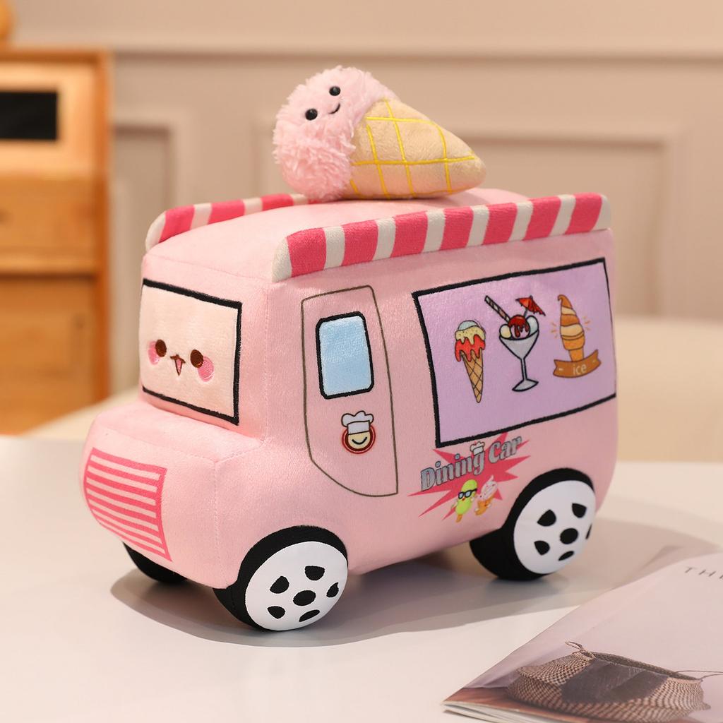 Cute Fun Dining Car Doll Simulation Hamburger Pizza Ice Cream Car Plush Toy Doll Children's Pillow