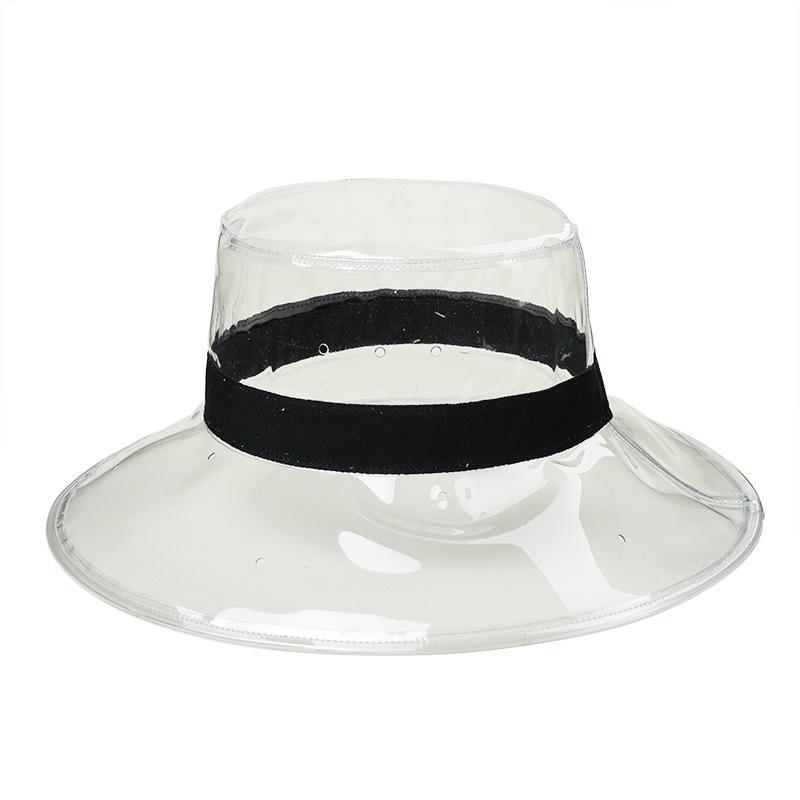 New Solid Leopard Transparent Women's Buckets Hats Caps PVC Beach Sun Visor Waterproof Rain Hat Plastic Wide Brim Caps Gorras