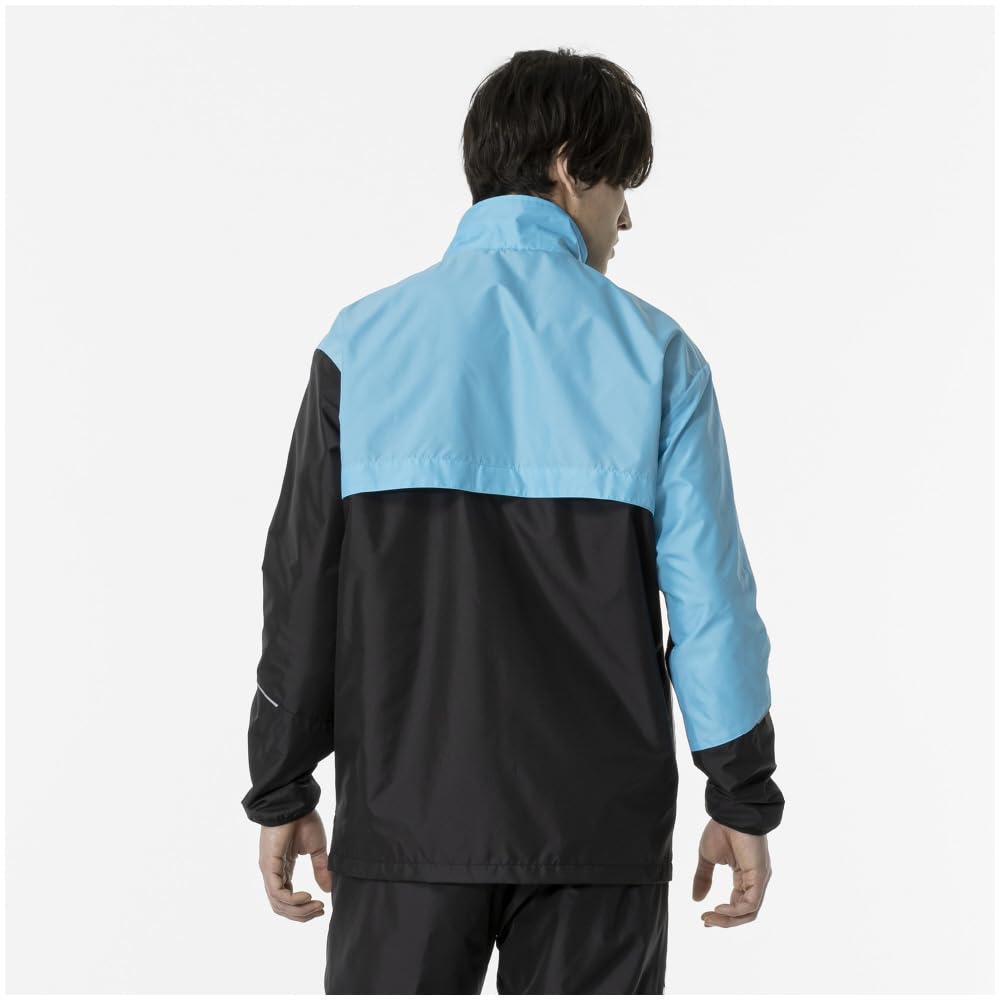 Mizuno Tennis Windbreaker Standard Mesh Black x Blue Size M Jacket, Water-Repellent, Silhouette, Lining, 62MEA503, Atoll,