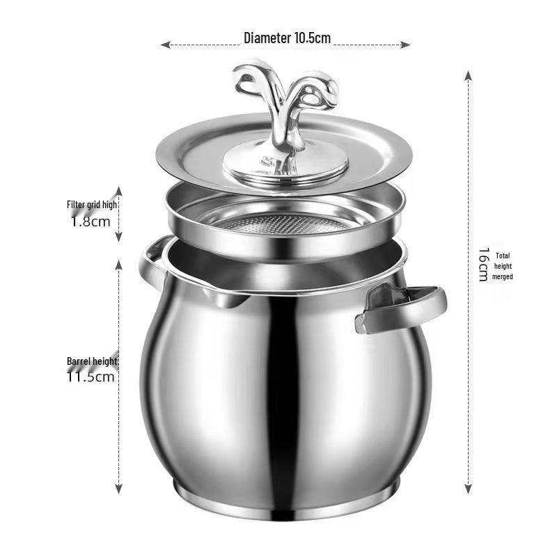 Stainless Steel Lard Can with Filter & Lid - Double Ear, Heat-Resistant Oil Storage Barrel